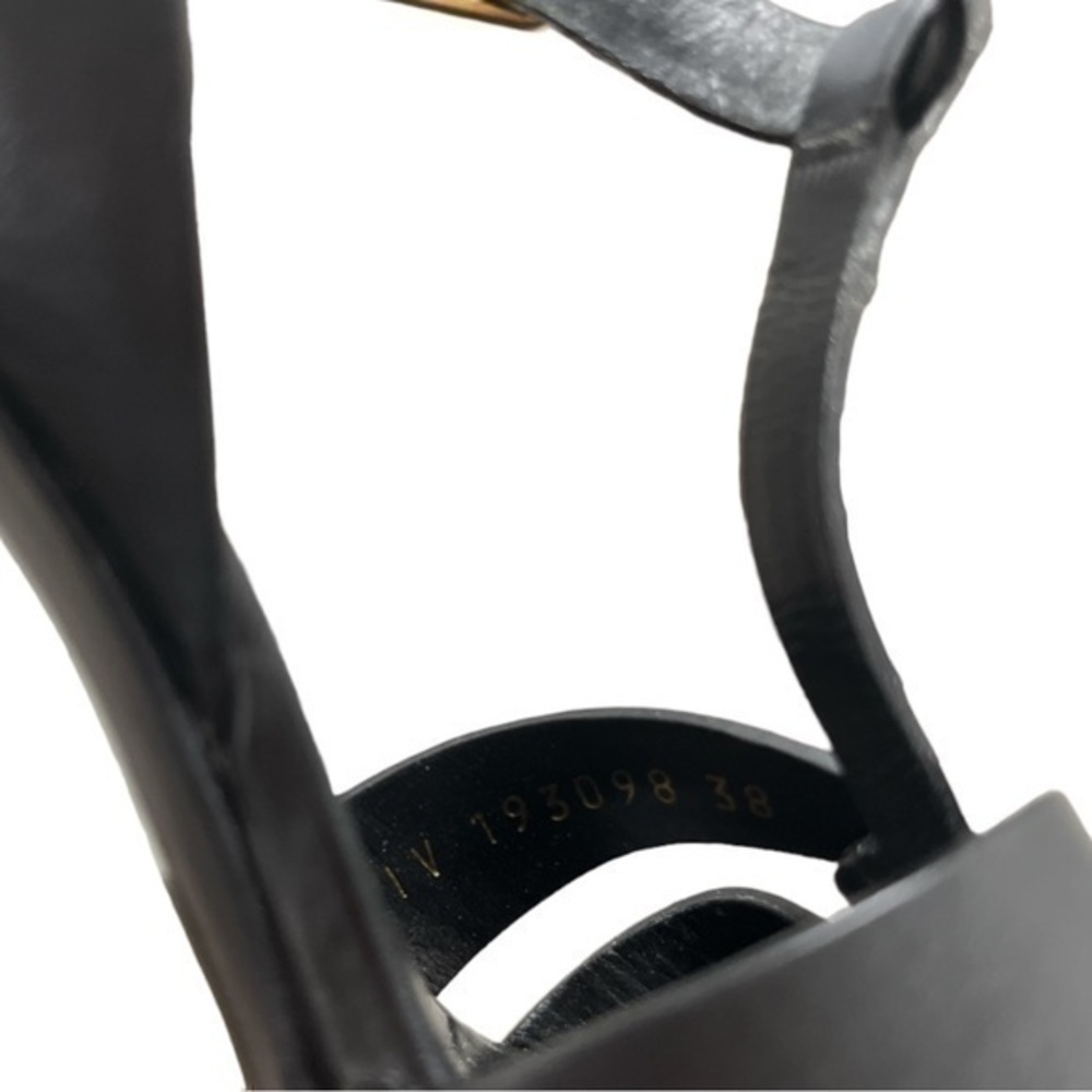 YSL Black Leather Tribute Platform Sandals Size 38 - Picture 7 of 10